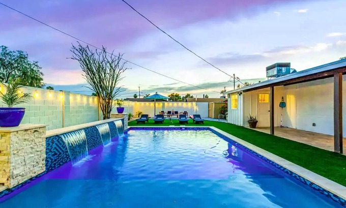 New Papago Parkway House | New! Blissful on Beatrice - Heated Pool, Mini Golf, Dog House, Outdoor Fire Pit