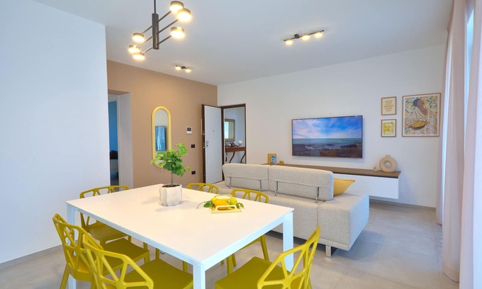 Vigliatore Apartment | New modern apartment sea and Aeolian Islands view with balcony and terrace