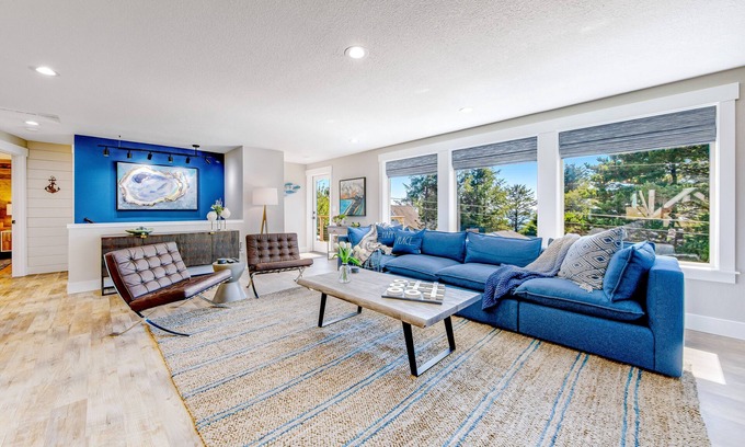 Oceanside House | Ocean View Home w/Private Hot Tub, Great Deck, Fireplace - Walk to the Beach