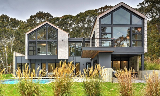 Montauk House | Ocean views + pool, on private road with short walk to beach.