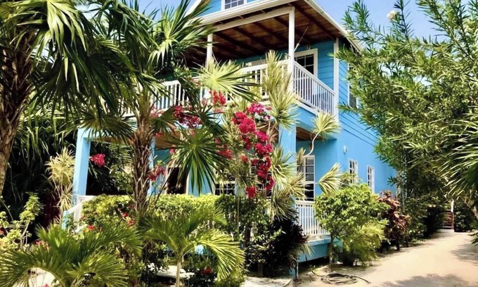 Caye Caulker Apartment | Oceanfront Unit w/dock/pool/AC-free paddle boards -2 bed, 1 bath sleeps 6