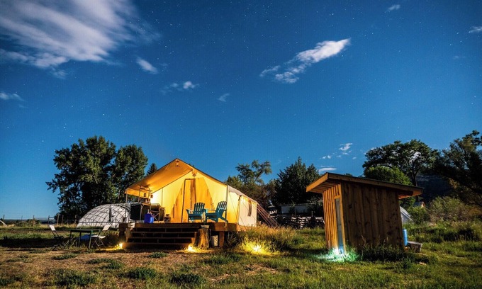 Mancos RV Rental | On-Farm Glamping Tent with Views of Mesa Verde