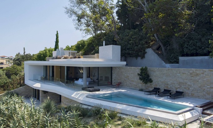 Akrotiri Villa | Opsis villas with private beach. Architecture and design.