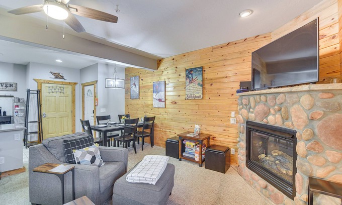 Grand Lake Condo | Patio & Mountain Views: Central Grand Lake Condo!