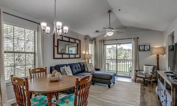 Pawleys Island Condo | Pawley's Peace 2 miles to Beach Balcony View of 1st Hole 2BR2B