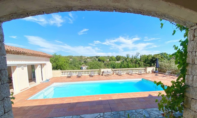 Roquefort-les-Pins Villa | Peaceful 5 Bedroom Villa with a studio pool house and large pool.
