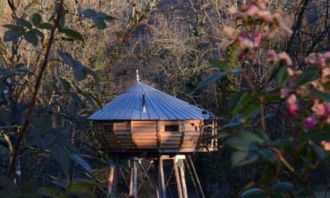 Nans-sous-Sainte-Anne Cabin | Perched hut located near a river