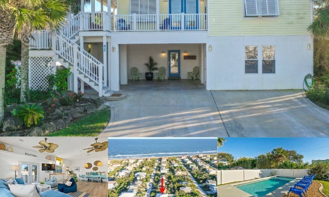 Marineland Acres House | Perfect Beach House (2min walk) with Heated Pool and Hot Tub! 4 bed/3 bath with