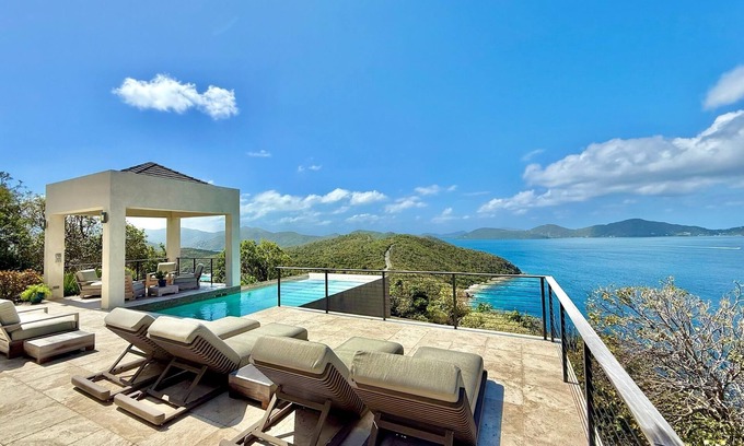 Estate Hansen Bay Villa | Phenomenal 3-Bed Pool and Hot Tub Villa with Vast Views, WiFi, AC, Back-Up Power