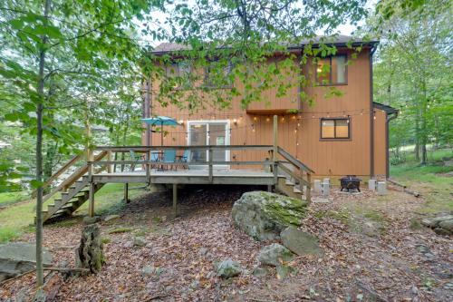 Tobyhanna House | Poconos Cabin Serene Deck, Fire Pit and Game Room