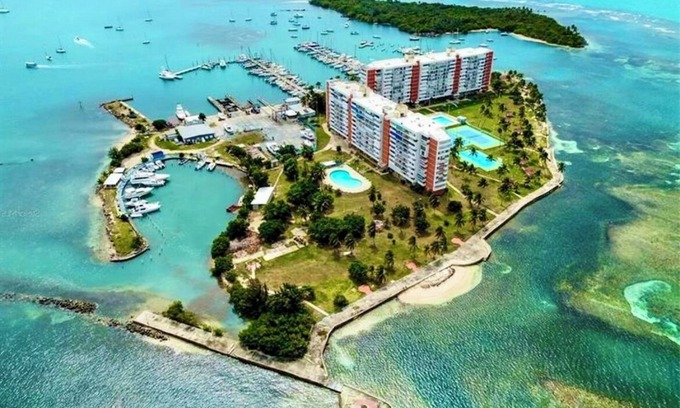 Fajardo Apartment | Private Island 1BR Condo with Oceanview, Pool View, 500MB WiFi & A/C