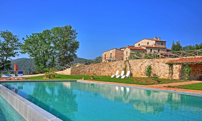Monticiano Villa | Private Villa with A/C, private pool, sauna, WIFI, hot tub, TV, patio, panoramic view, parking