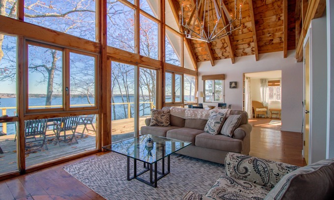 Waldoboro House | Remodeled Waterfront Home with Wraparound Deck, Water Views, & Beach Access