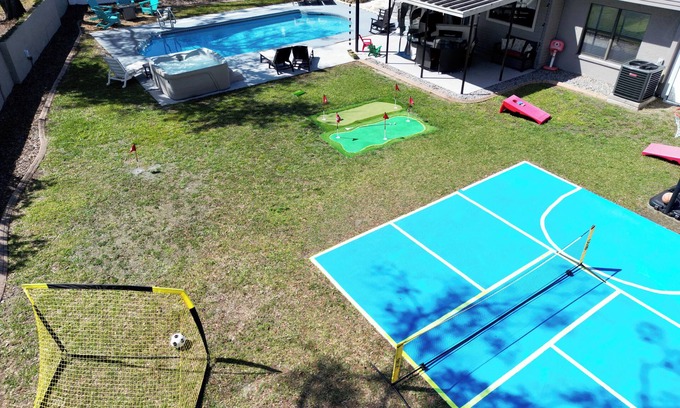 Citrus Park House | Resort Backyard: Pool, Hot Tub, Pickleball, Basketball & Game Room Fun!