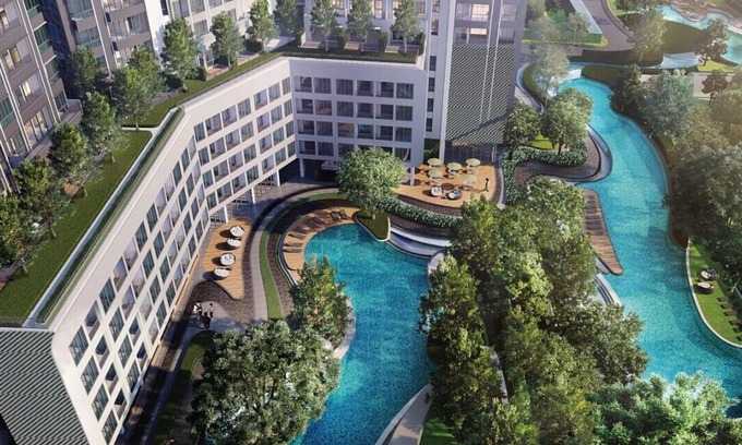 Bang Na Condo | Resort style condo, high floor studio, pool view