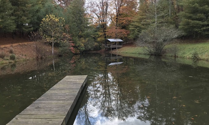Leicester Cabin | Retreat with rustic cabin, picnic shed and ponds