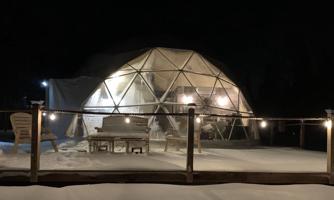 Cardigan Cottage | River view geodesic dome with private hot tub and beach access