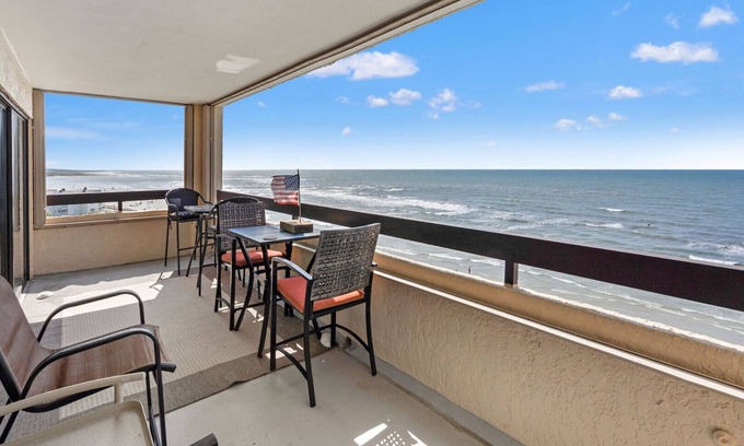 North Myrtle Beach Condo | Sea Pointe 702: End unit with endless shoreline views, overlooking sought-after Cherry Grove Point.