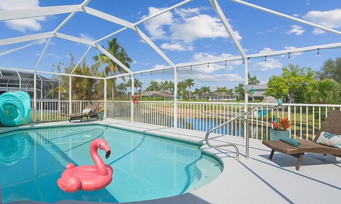 Pelican House | Seahorse Cove -Cape Coral Oasis- Gulf-Access, Heated Pool, Game Room + Tiki Bar