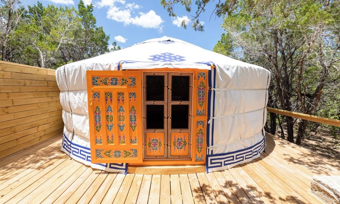 Dripping Springs Cabin | Secluded, Romantic Yurt w/Hot Tub at The Yurtopian - "Dottie"