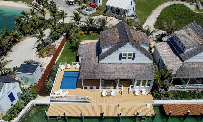 Lubbers Quarters Cay House | South End Villa on the water: lovely pool, expansive decks, and 60’ private dock