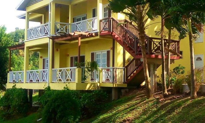 Castries Apartment | Spacious 2BR Villa, Stunning Caribbean Sea View, 10 mins from the beach!