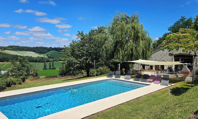 Beauville Other | Spacious, beautifully converted barn with exposed wooden beams, swimming pool