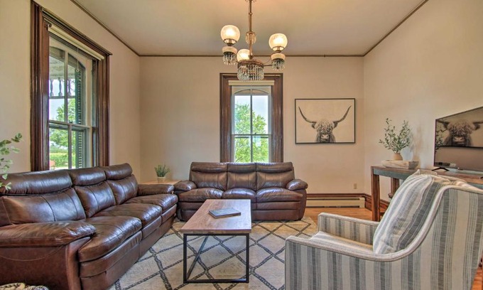 Janesville House | Spacious Farmhouse on 200 Acres Along the River