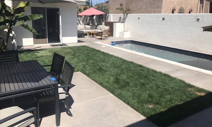 North Park House | Spanish bungalow with pool, built in bbq, and outdoor seating areas.