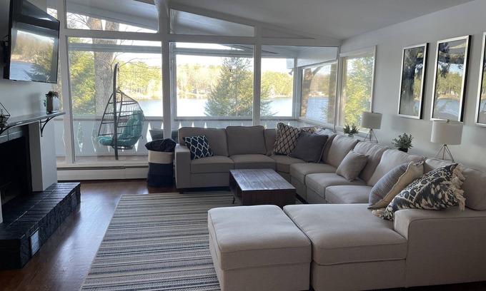 Rindge House | Spectacular lake house with private dock, beach area & gorgeous views