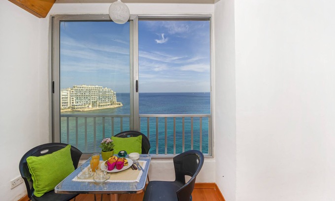 St. Julian's Apartment | Spinola Bay Seafront 3-bedroom Apt with large seafront terrace
