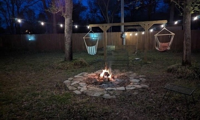 Mammoth Spring Cabin | Spring River Cabin at Saddler Falls with large yard, firepit and swing!