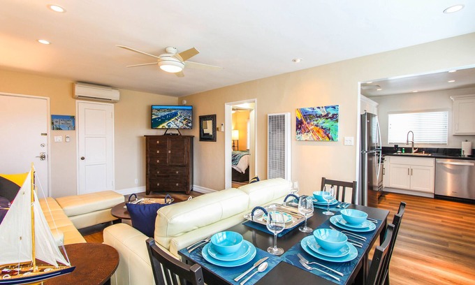 Balboa Peninsula Apartment | Steps to Beach and Bay with Garage Parking (compact car) & Air Conditioning!