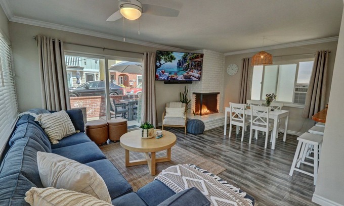 West Newport Apartment | Steps to Sand w/Patio & Fireplace