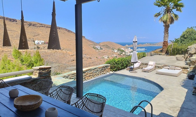 Korissia Villa | Stone villa with private pool Sea ant Mountain View.Alone ant next to everything