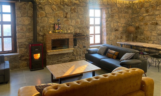 Karaoz House | Stonehouse w Fireplace, Pool and Backyard in Izmir