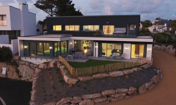 Pleumeur-Bodou Villa | Stunning villa with sea view Jacuzzi, sauna, and heated indoor pool