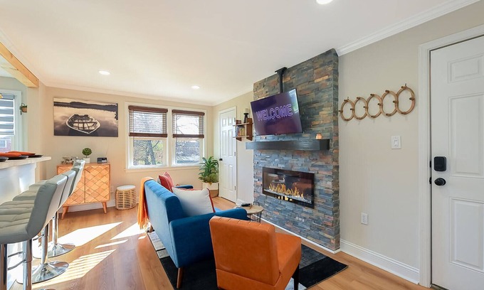 Parkville Apartment | Stylish 2BR with King Bed, Coffee Bar, Smart TVs, Spa Shower, and Great WiFi