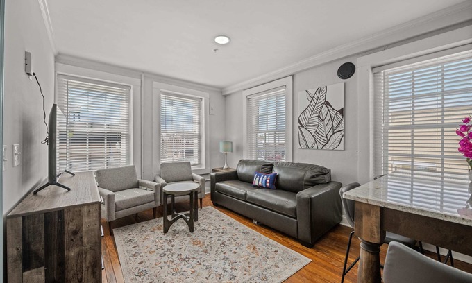 Conway Condo | Stylish Loft Steps Away from Main Street