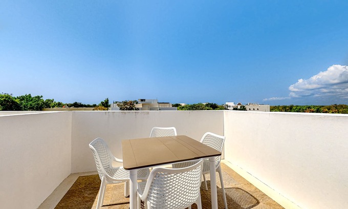 Akumal Apartment | Stylish studio near beach with rooftop pool, partial AC, & free WiFi