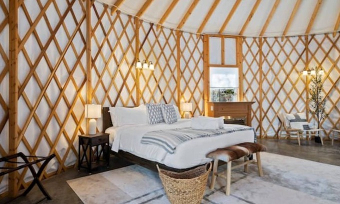 Stanley Cottage | Stylish yurt with luxurious king bed.