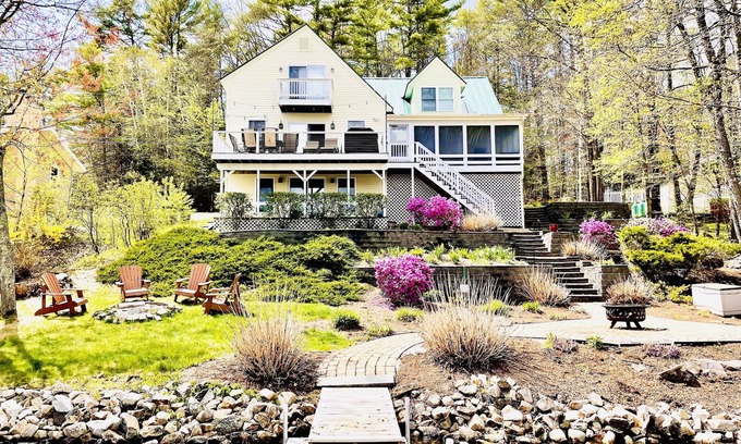 Barnstead House | Summer fun! Gameroom, kayaks, paddleboards, fire pit, screen porch, decks