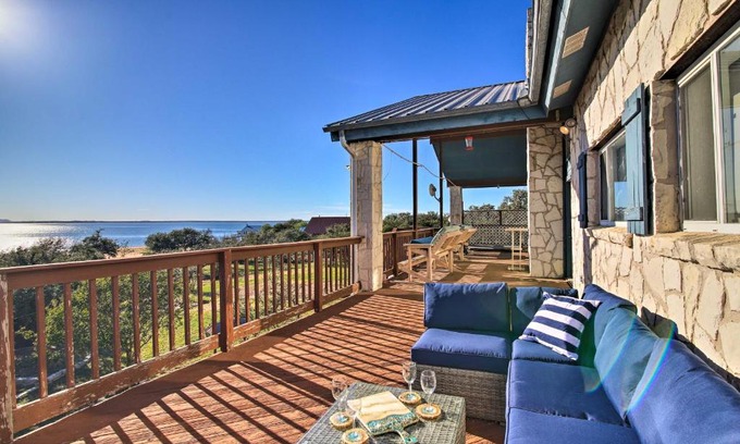 Burnet House | Sunny Lakefront Escape with Private Beach and Deck