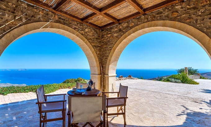 Vizari Villa | Super panoramic libyan seaview ,South Crete large private pool "Keramos Villa"