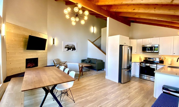 Tahoe Village Condo | Tahoe Mountain Condo with Tree Filtered Lake Views.