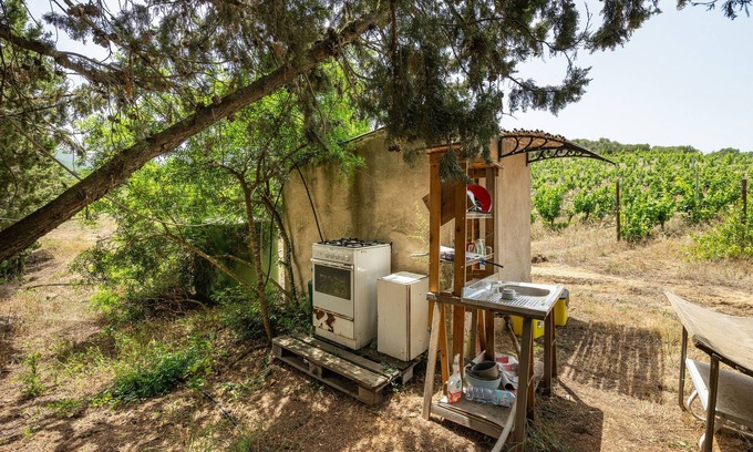 Quartu Sant'Elena RV Rental | Tent "Orange Tent - In Our Garden" with Sea View & Shared Pool