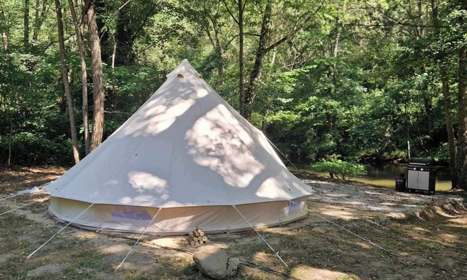 Lacrouzette RV Rental | Tente Lodge Tout Confort à Quelques Mètre de la Rivière et Sanitaire Privatif !