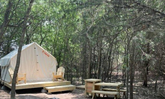 Irene RV Rental | Tentrr Signature Site - Blue Moon Camping (Woods)