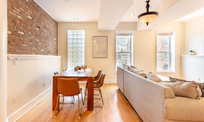 Mill River Apartment | The Brick House Wooster Sq at Yale with Skyline Deck and WD