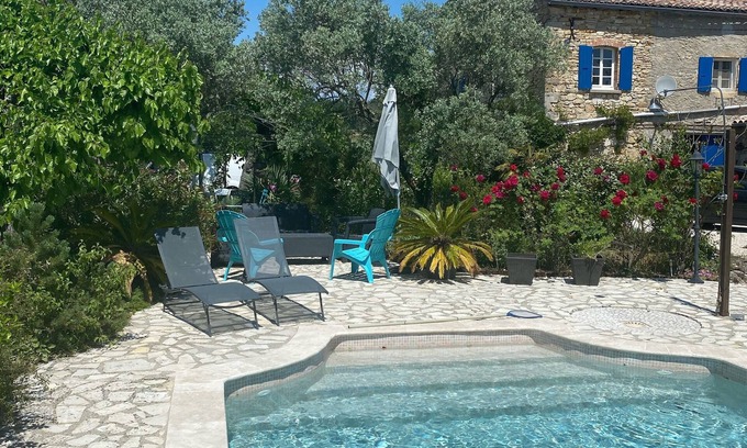 Salavas Other | The Mas du Bueysse gîte and its swimming pool surrounded by 2 hectares of greenery.